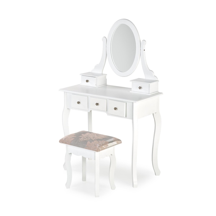 Tualetes galdiņš SARA 80x130 cm + stool 45x37 cm balta