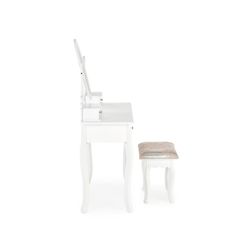 Tualetes galdiņš SARA 80x130 cm + stool 45x37 cm balta