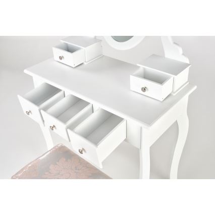Tualetes galdiņš SARA 80x130 cm + stool 45x37 cm balta