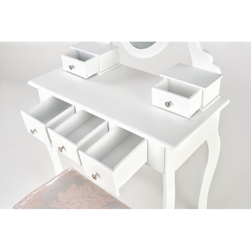 Tualetes galdiņš SARA 80x130 cm + stool 45x37 cm balta