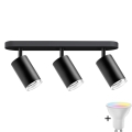 TUMY Stiprinošanas LED RGBW vannas istabas gaismeklis 3xGU10/6,5W/230V 2700-6500K Wi-Fi IP44 melns