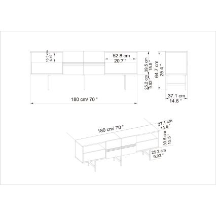 TV Galdiņš DERIN 65x180 cm melns