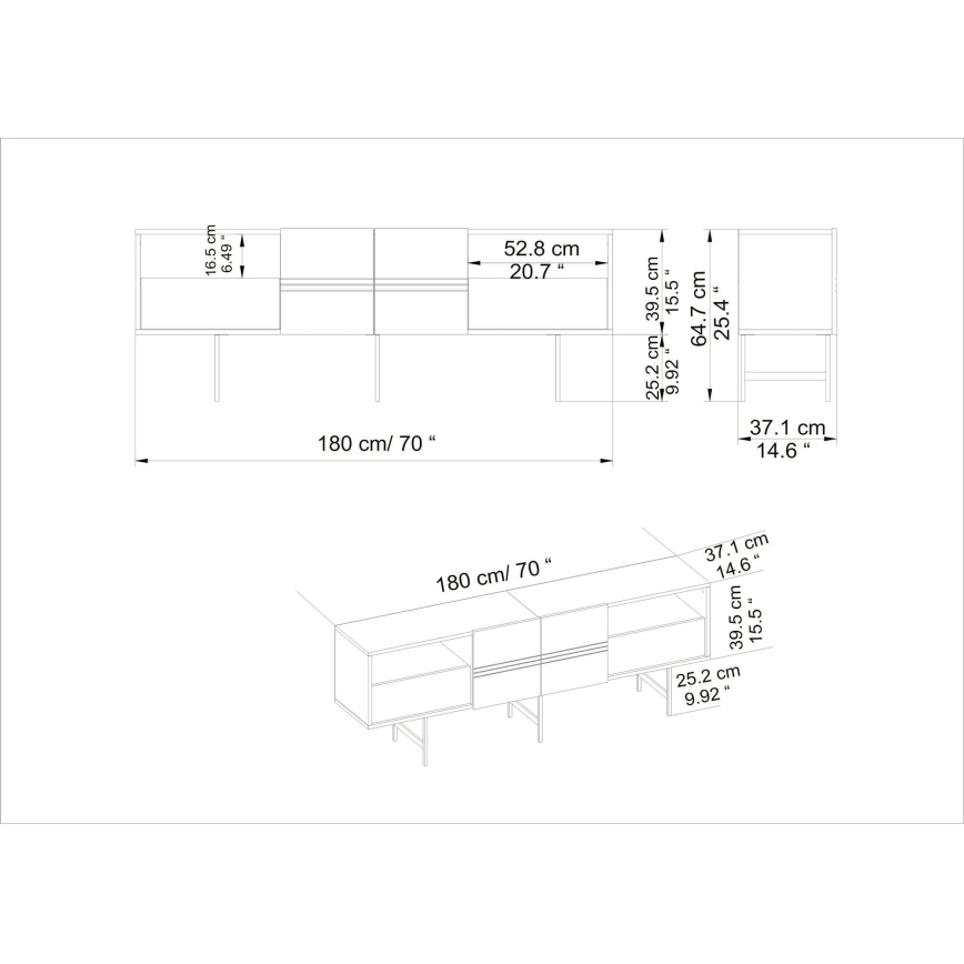 TV Galdiņš DERIN 65x180 cm melns