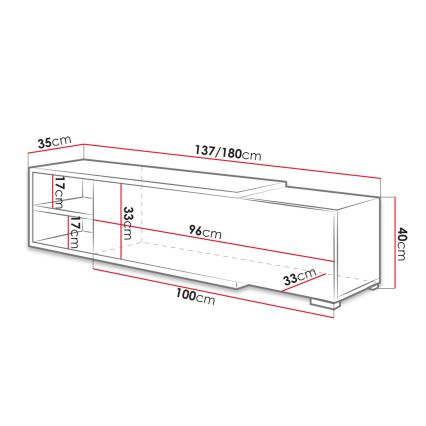 TV galds CLIF 40x180 cm balta