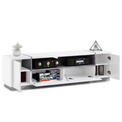 Televīzijas galds FRED balts/pelēks