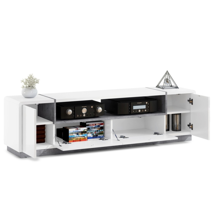 Televīzijas galds FRED balts/pelēks