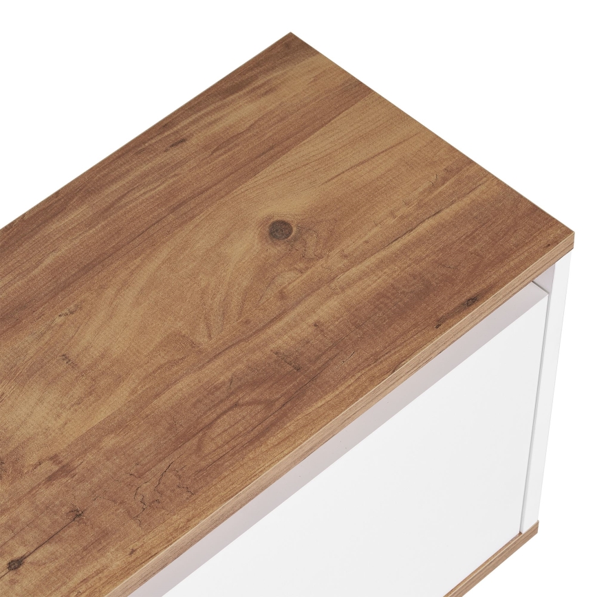 TV galds KREDE 160x30 cm balts/priede
