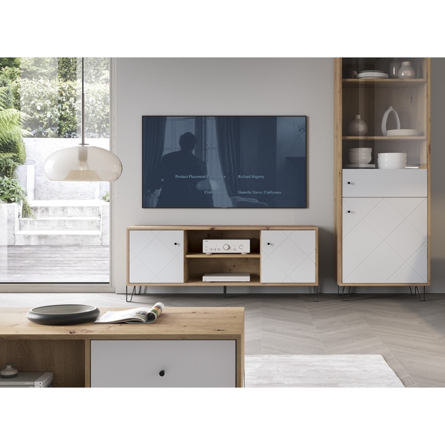 TV galds SULA Artisan ozols/balts