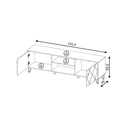 TV galds SULA Artisan ozols/balts