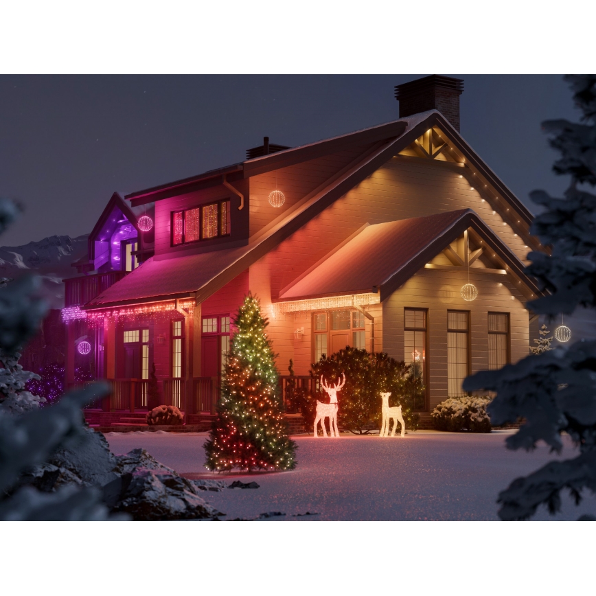 Twinkly - LED RGBW ar regulējamu spilgtumu ārpustelpu Ziemassvētku ziemeļbriedis REINGEERS 250xLED IP44 Wi-Fi