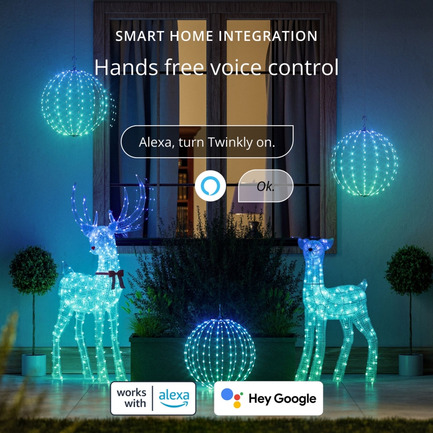 Twinkly - LED RGBW ar regulējamu spilgtumu ārpustelpu Ziemassvētku ziemeļbriedis REINGEERS 250xLED IP44 Wi-Fi