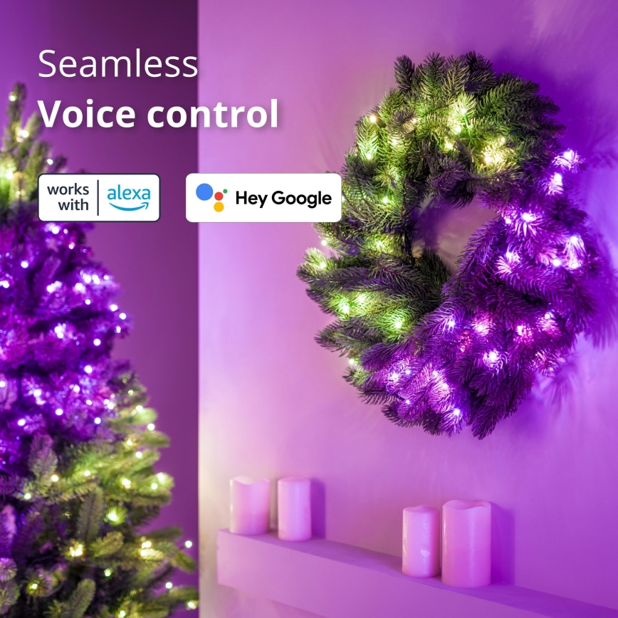 Twinkly - LED RGB Aptumšojama Ziemassvētku vainags 50xLED d. 60 cm Wi-Fi