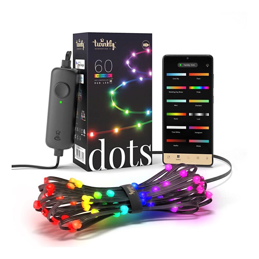 Twinkly - LED RGB Aptumšojama josla DOTS 60xLED 3 m Wi-Fi USB