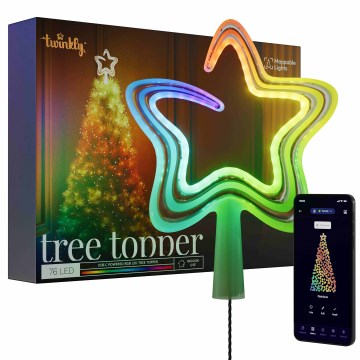 Twinkly - LED RGB Aptumšojama Ziemassvētki zvaigzne TREE TOPPER 76xLED USB Wi-Fi