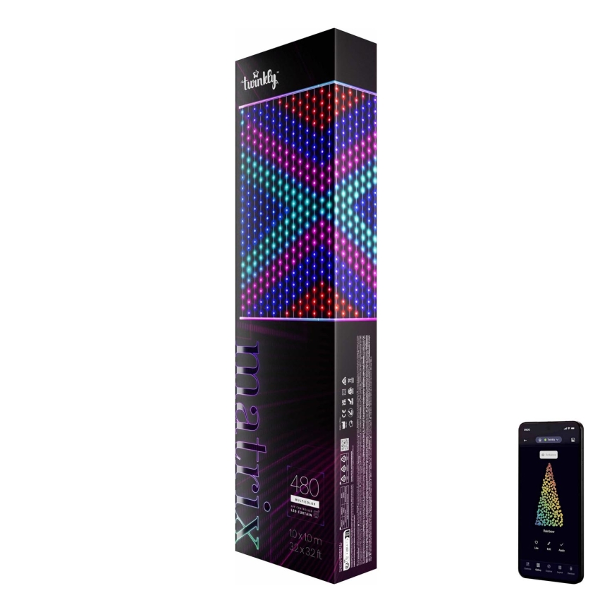 Twinkly - LED RGB Aptumšojama Ziemassvētku aizkars MATRIX 480xLED 1x1 m Wi-Fi
