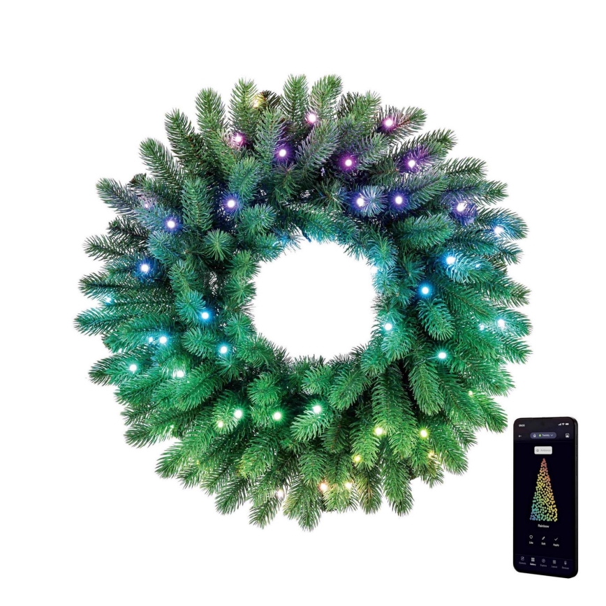Twinkly - LED RGB Aptumšojama Ziemassvētku vainags 50xLED d. 60 cm Wi-Fi