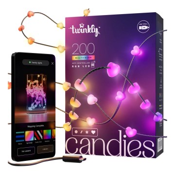 Twinkly - LED RGB ar regulējamu spilgtumu Ziemassvētku gaismas virtene CANDIES 200 LED 14 m USB Wi-Fi