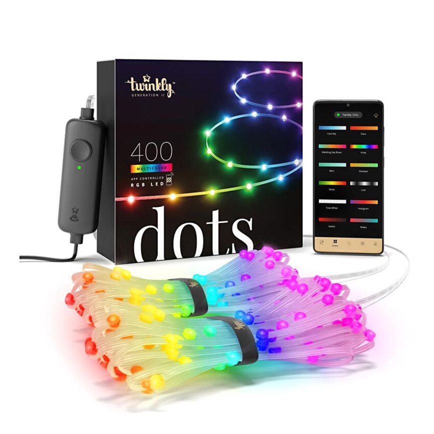 Twinkly - LED RGB Āra aptumšojama josla DOTS 400xLED 20 m IP44 Wi-Fi