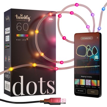 Twinkly - LED RGB Dimmable Ziemassvētku virknes ķēde DOTS 60xLED 7 m USB Wi-Fi