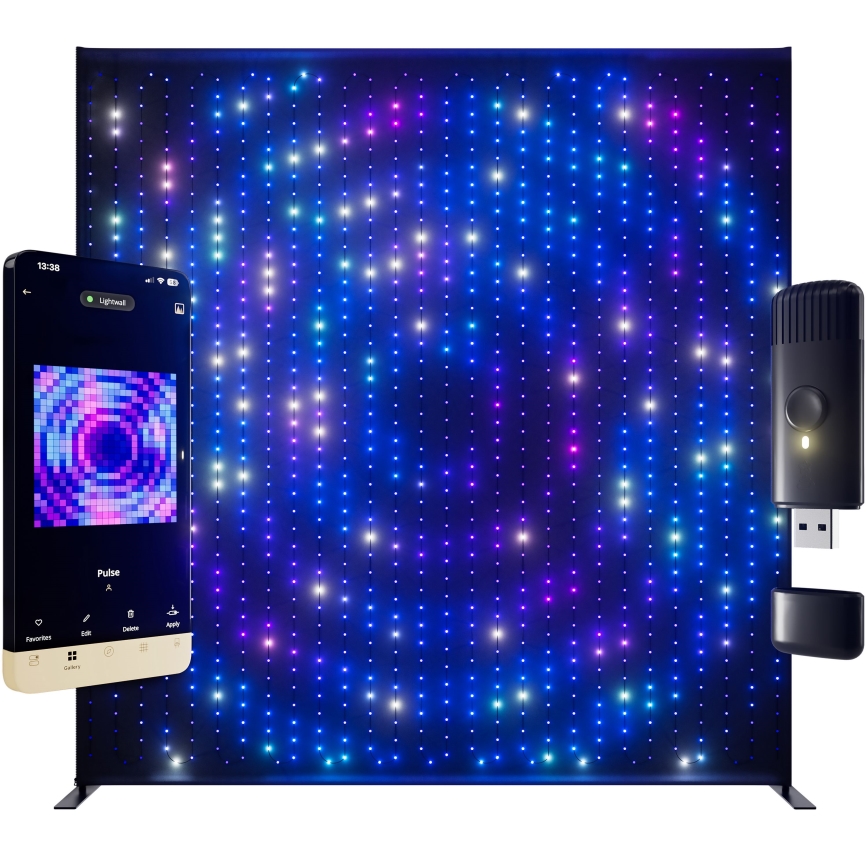 Twinkly - LED RGBW Dimmable āra Ziemassvētku Lampa LIGHTWALL 1120xLED 2,6x2,7 m IP44 Wi-Fi + Mūzikas Dongle