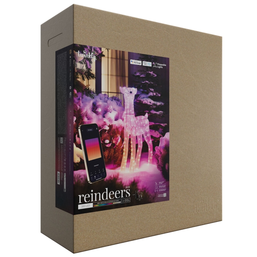 Twinkly - LED RGBW regulējams āra Ziemassvētku ziemeļbriedis REINGEERS 200 LED IP44 Wi-Fi