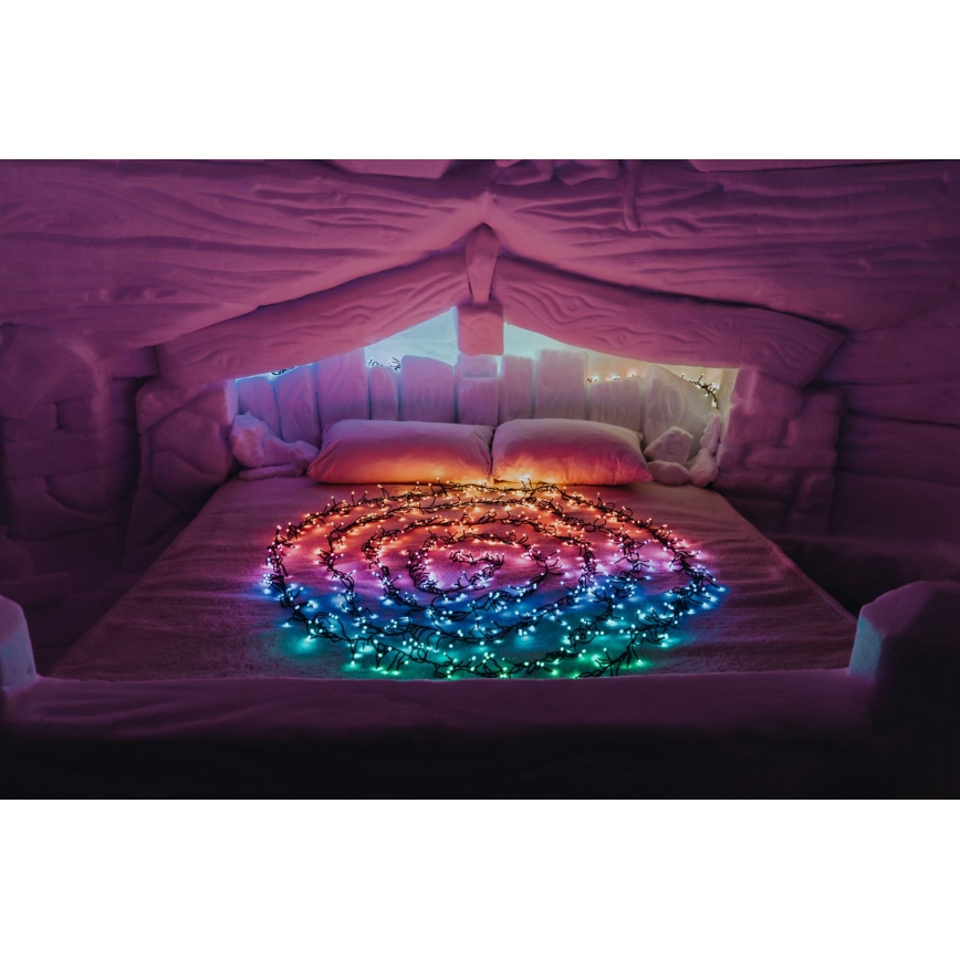 Twinkly - LED RGBW Aptumšojama āra Ziemassvētku virtene CLUSTER 400xLED 9,5m IP44 Wi-Fi
