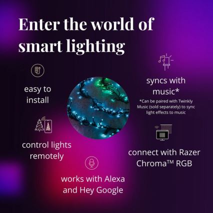 Twinkly - LED RGBW Aptumšojama āra Ziemassvētku virtene CLUSTER 400xLED 9,5m IP44 Wi-Fi