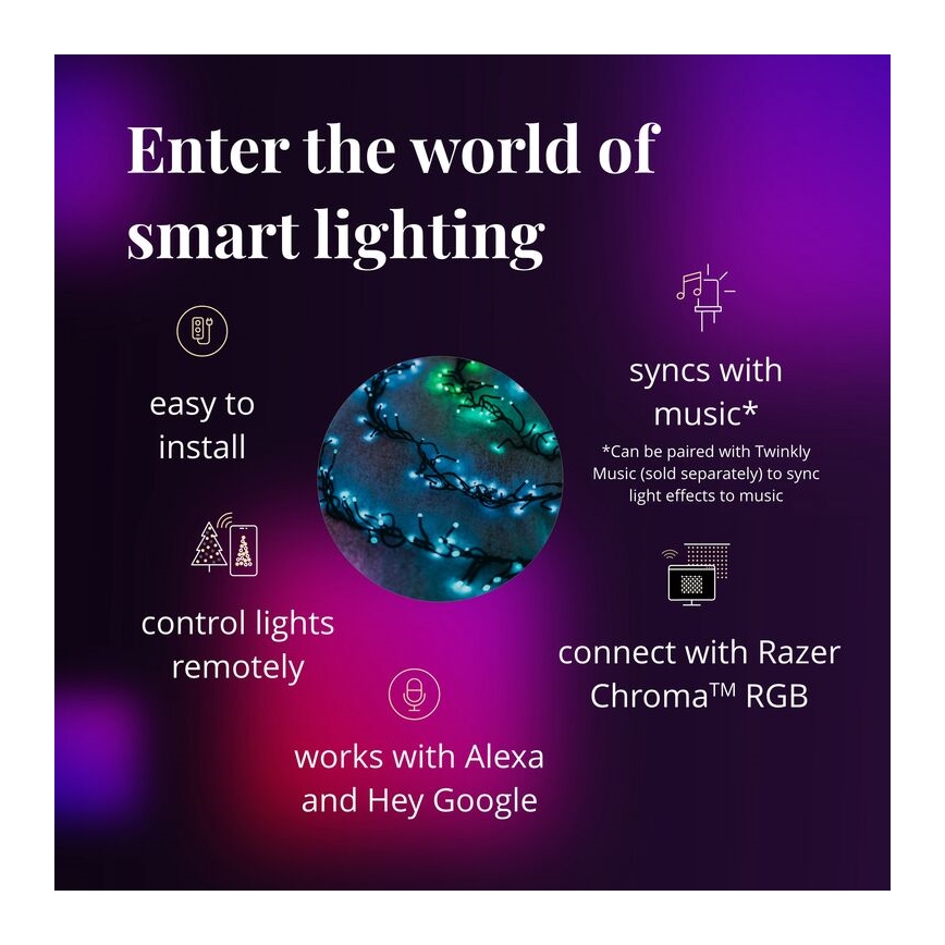 Twinkly - LED RGBW Aptumšojama āra Ziemassvētku virtene CLUSTER 400xLED 9,5m IP44 Wi-Fi