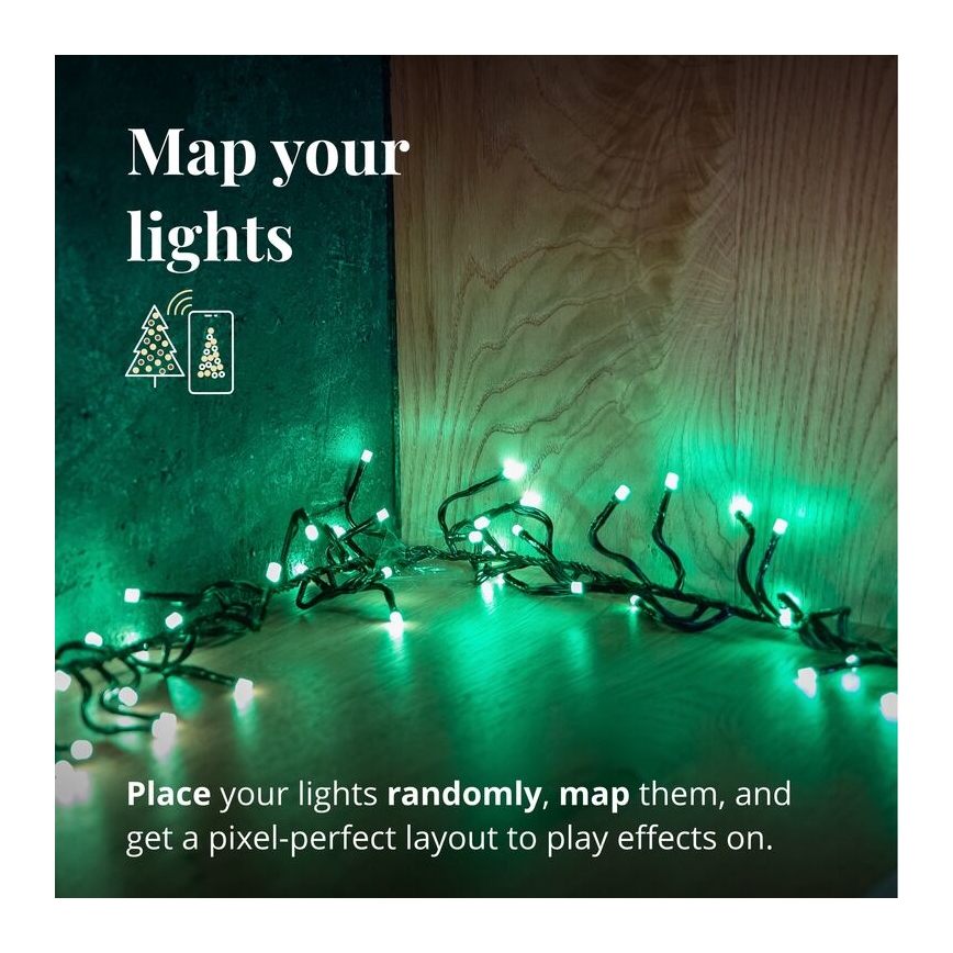 Twinkly - LED RGBW Aptumšojama āra Ziemassvētku virtene CLUSTER 400xLED 9,5m IP44 Wi-Fi