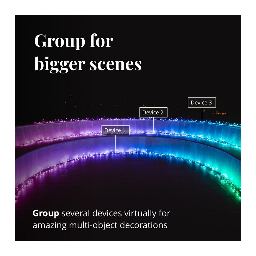 Twinkly - LED RGBW Aptumšojama āra Ziemassvētku virtene CLUSTER 400xLED 9,5m IP44 Wi-Fi