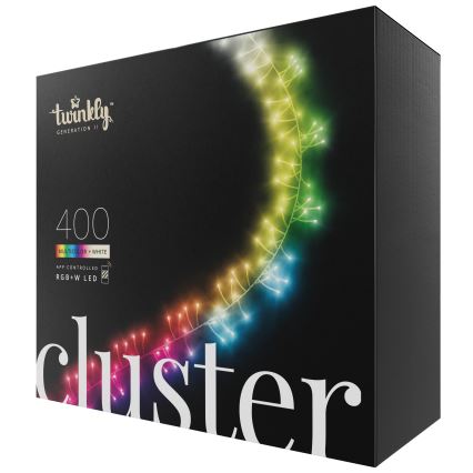 Twinkly - LED RGBW Aptumšojama āra Ziemassvētku virtene CLUSTER 400xLED 9,5m IP44 Wi-Fi
