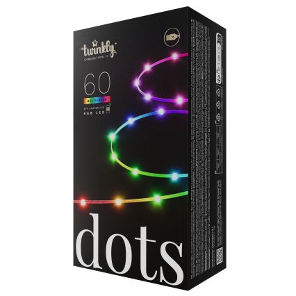 Twinkly - LED RGB Dimmable Ziemassvētku virknes ķēde DOTS 60xLED 7 m USB Wi-Fi