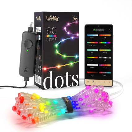 Twinkly - LED RGB gaismas virtene DOTS, dimējama, 60 LED, 7 m, USB, Wi-Fi