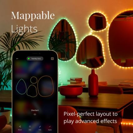 Twinkly - LED RGB Āra aptumšojama josla DOTS 200xLED 10 m IP44 WiFi