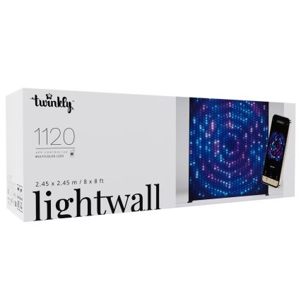 Twinkly - LED RGBW regulējama, ar mūziku sinhronizējama āra gaismas siena LIGHTWALL 1120xLED 2,6x2,7 m IP44 Wi-Fi + Music Dongle