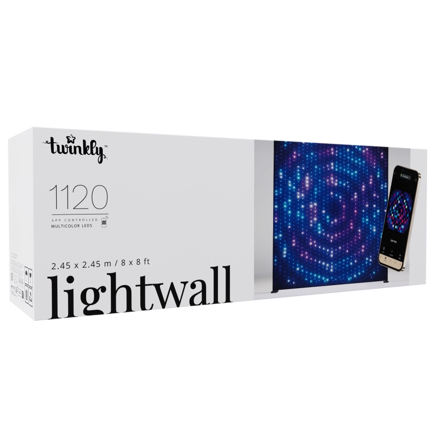 Twinkly - LED RGBW regulējama, ar mūziku sinhronizējama āra gaismas siena LIGHTWALL 1120xLED 2,6x2,7 m IP44 Wi-Fi + Music Dongle