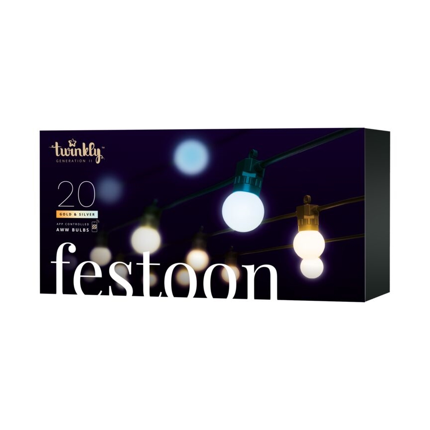 Twinkly - LED Āra dekoratīva virtene FESTOON 20xLED 14m IP44 Wi-Fi