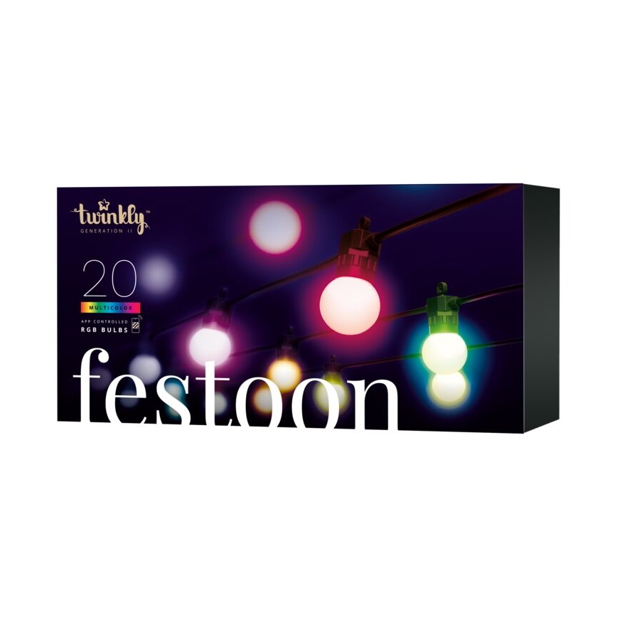 Twinkly - LED RGB Āra dekoratīva virtene FESTOON 20xLED 14m IP44 Wi-Fi