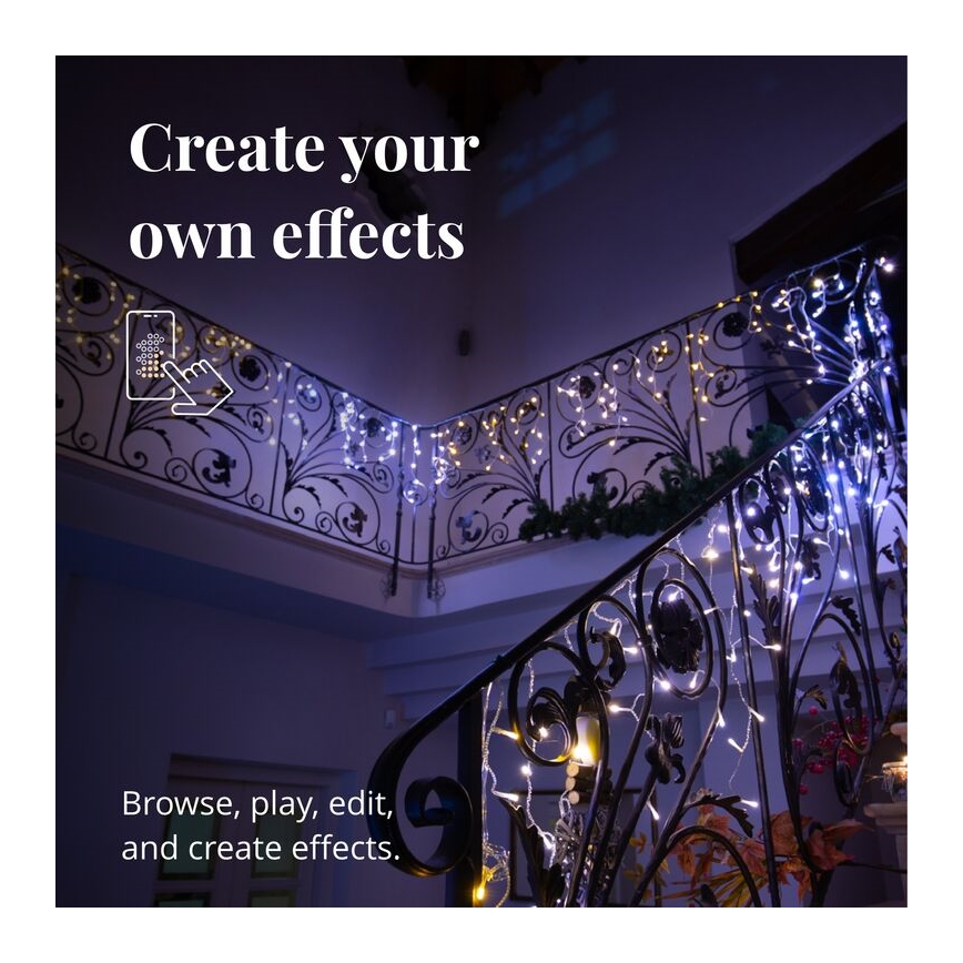 Twinkly - LED Ziemassvētku āra aizkars ICICLE 190xLED 11,5m IP44 Wi-Fi