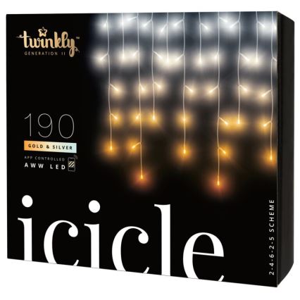 Twinkly - LED Ziemassvētku āra aizkars ICICLE 190xLED 11,5m IP44 Wi-Fi