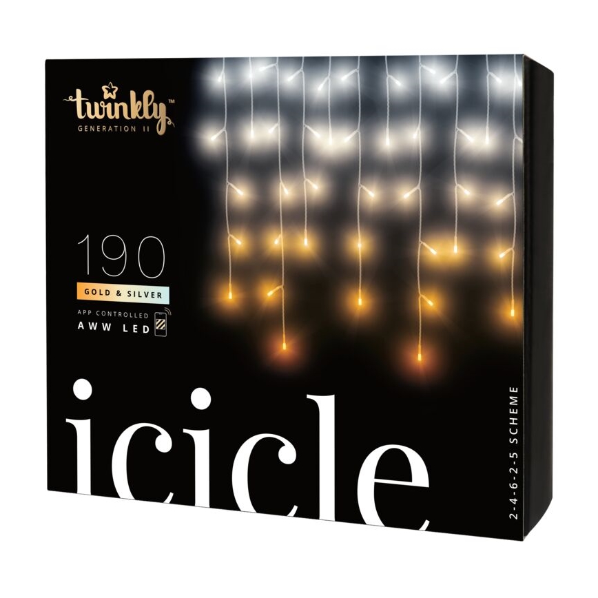 Twinkly - LED Ziemassvētku āra aizkars ICICLE 190xLED 11,5m IP44 Wi-Fi