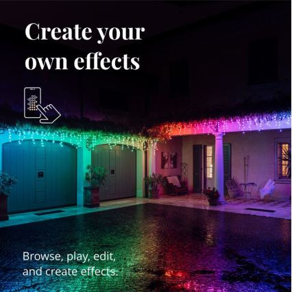 Twinkly - LED RGB Āra Ziemassvētku aizkars ICICLE 190xLED 11,5m IP44 Wi-Fi