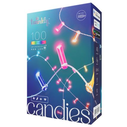 Twinkly - LED RGB Aptumšojama Ziemassvētku virtene CANDIES 100xLED 8 m USB Wi-Fi