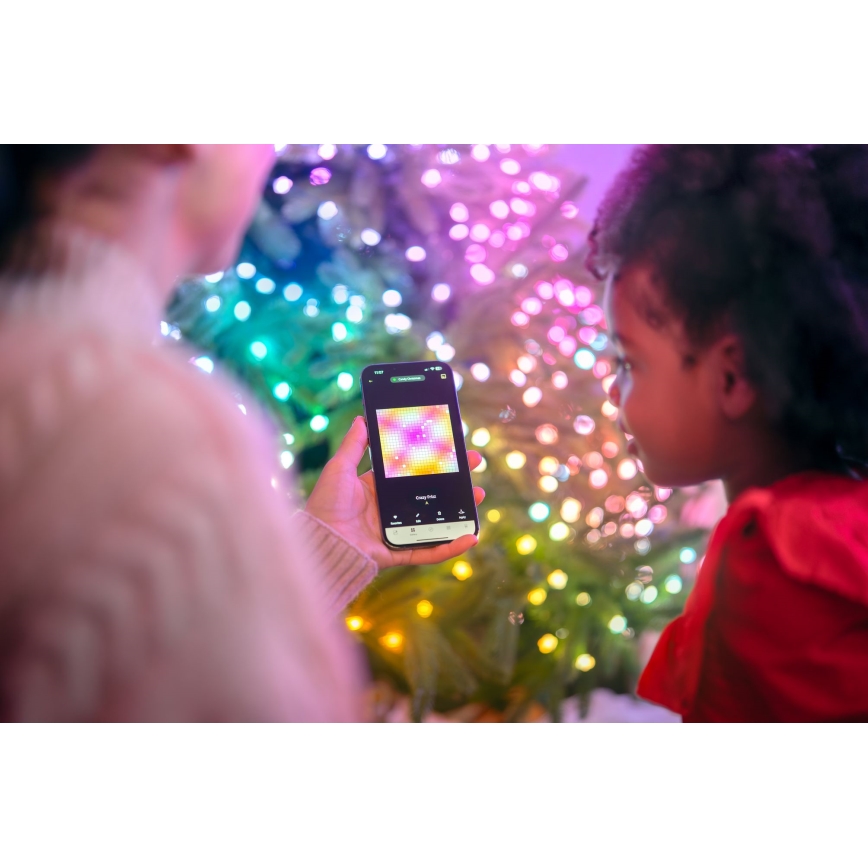 Twinkly - LED RGB ar regulējamu spilgtumu Ziemassvētku gaismas virtene CANDIES 200 LED 14 m USB Wi-Fi