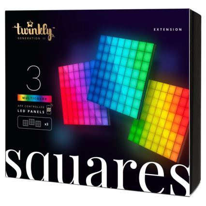 Twinkly - KOMPLEKTS 3xLED RGB Aptumšojams panelis SQUARES 64xLED 16x16 cm Wi-Fi