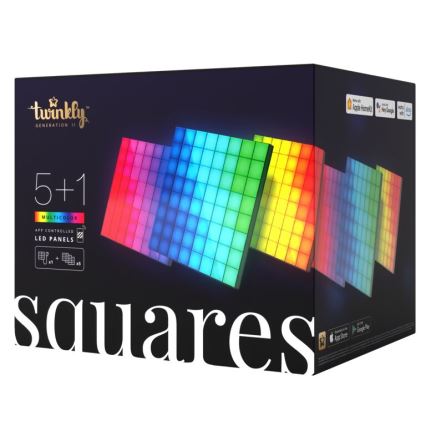 Twinkly - KOMPLEKTS 6xLED RGB Aptumšojams panelis SQUARES 64xLED 16x16 cm Wi-Fi