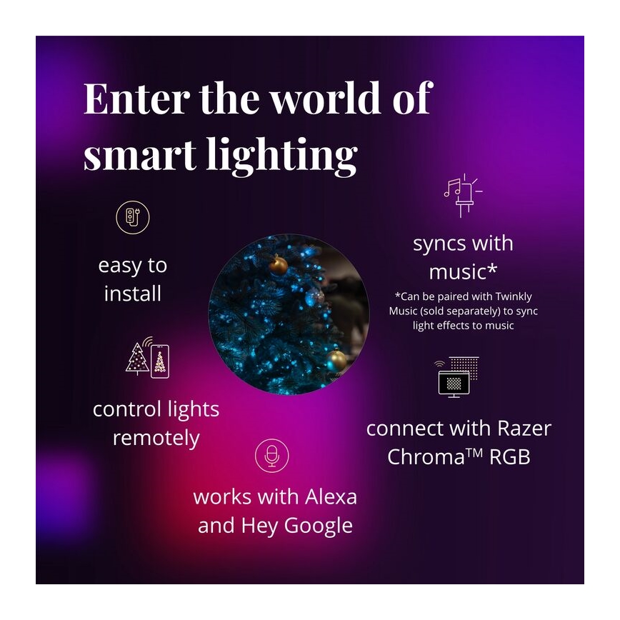 Twinkly - LED RGB Ziemassvētku vainags PRE-LIT WREATH 50xLED d. 61cm Wi-Fi