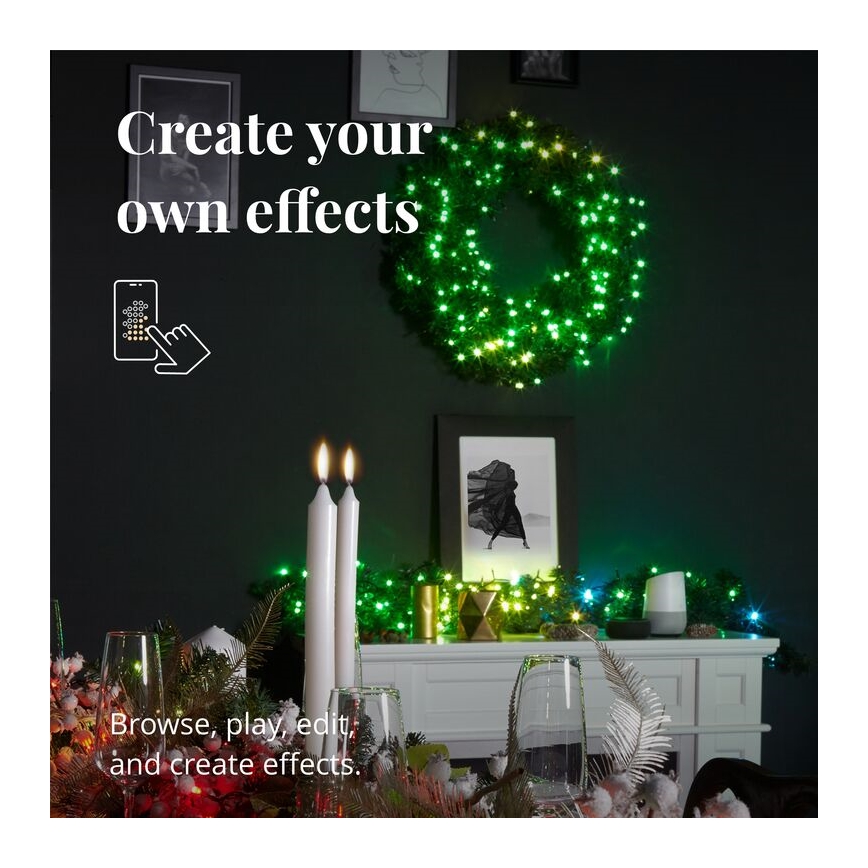 Twinkly - LED RGB Ziemassvētku vainags PRE-LIT WREATH 50xLED d. 61cm Wi-Fi
