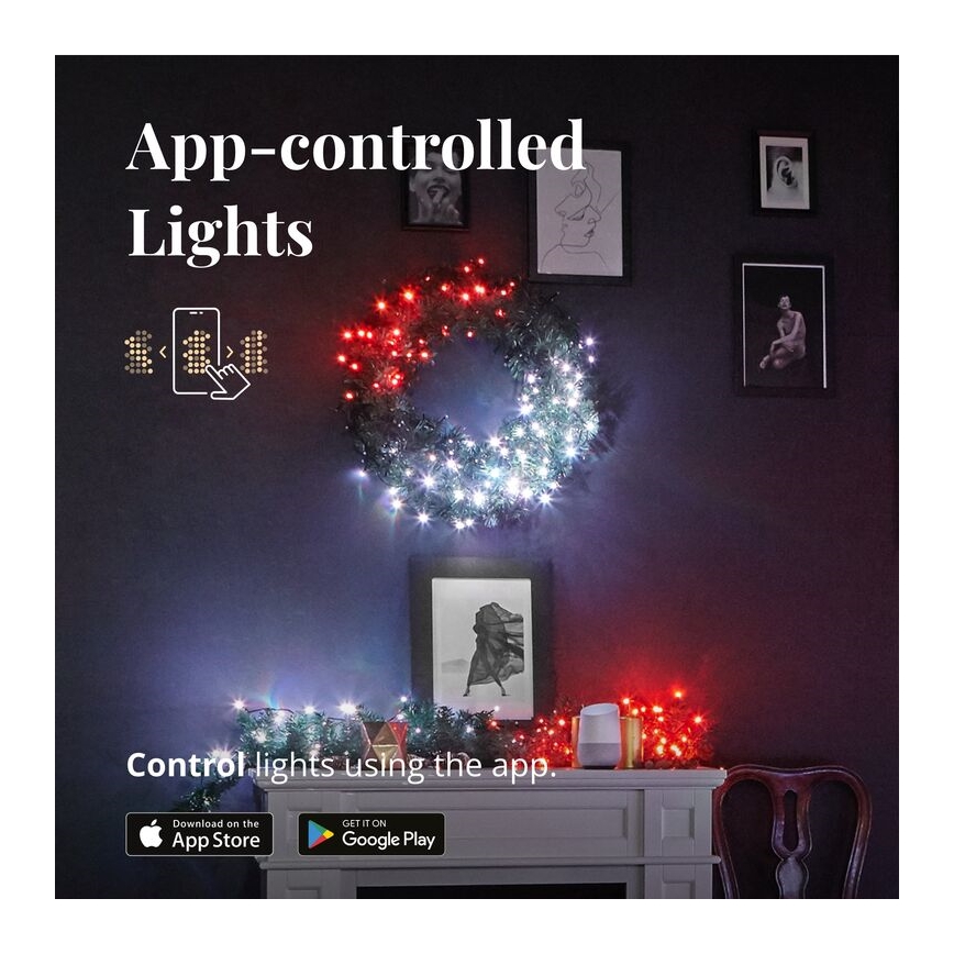 Twinkly - LED RGB Ziemassvētku vainags PRE-LIT WREATH 50xLED d. 61cm Wi-Fi