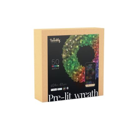 Twinkly - LED RGB Ziemassvētku vainags PRE-LIT WREATH 50xLED d. 61cm Wi-Fi